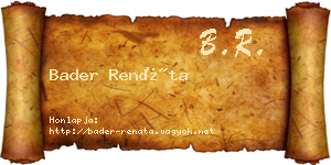 Bader Renáta névjegykártya
